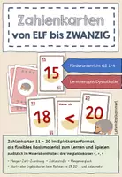 Vorschau - Fördermaterial/Inklusion - Zahlenkarten 11 - 20 im Spielkartenformat - Deckblatt