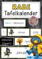 Vorschau - Anderer Materialtyp - Rabenklasse Tafelkalender Klassentier Rabe - Deckblatt