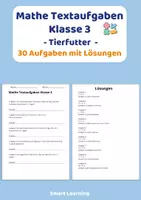 Vorschau - Stundenentwürfe - Mathe Textaufgaben Klasse 3 – Tierfutter (30 Aufgaben mit Lösungen) - Deckblatt
