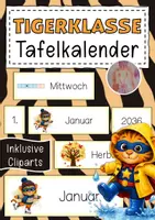 Vorschau - Anderer Materialtyp - Tigerklasse Tafelkalender Klassentier Tiger - Deckblatt