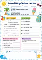 Vorschau - Arbeitsblätter - Summer Holidays will future - Deckblatt