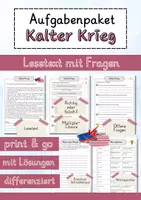 Vorschau - Arbeitsblätter - Kalter Krieg Lesetext einfach verständlich mit Aufgaben + Lösungen und Wortspeicher Leseverstehen - Deckblatt