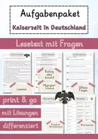 Vorschau - Arbeitsblätter - Kaiserzeit in Deutschland Lesetext einfach verständlich mit Aufgaben + Lösungen und Wortspeicher Leseverstehen - Deckblatt