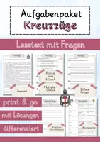 Vorschau - Arbeitsblätter - Kreuzzüge Lesetext einfach verständlich mit Aufgaben + Lösungen und Wortspeicher Leseverstehen - Deckblatt
