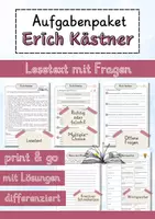 Vorschau - Arbeitsblätter - Erich Kästner Lesetext einfach verständlich mit Aufgaben + Lösungen und Wortspeicher Leseverstehen - Deckblatt