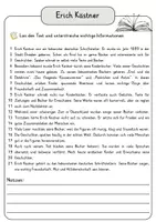 Vorschau - Arbeitsblätter - Erich Kästner Lesetext einfach verständlich mit Aufgaben + Lösungen und Wortspeicher Leseverstehen - Seite 3