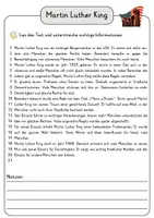 Vorschau - Arbeitsblätter - Martin Luther King Lesetext einfach verständlich mit Aufgaben + Lösungen und Wortspeicher Leseverstehen - Seite 3