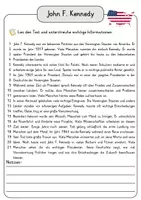 Vorschau - Arbeitsblätter - John F. Kennedy Lesetext einfach verständlich mit Aufgaben + Lösungen und Wortspeicher Leseverstehen - Seite 3