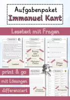 Vorschau - Arbeitsblätter - Immanuel Kant Lesetext einfach verständlich mit Aufgaben + Lösungen und Wortspeicher Leseverstehen - Deckblatt