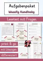 Vorschau - Arbeitsblätter - Wassily Kandinsky Lesetext einfach verständlich mit Aufgaben + Lösungen und Wortspeicher Leseverstehen - Deckblatt