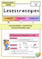 Vorschau - Stundenentwürfe - Lesestrategien Klasse 3 | Leseverständnis, Lesetraining und sinnentnehmendes Lesen mit Hefteinträgen · Unterrichtsreihe - Deckblatt