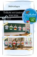 Vorschau - Mal- und Bastelvorlagen - Fußball-Trikots mit Länderflaggen zur WM 2026: Ausmalvorlagen - Deckblatt