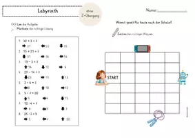 Vorschau - Arbeitsblätter - Mathe Labyrinth Grundrechenarten Wiederholung - Seite 1