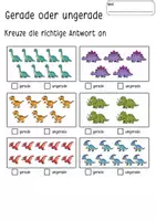 Vorschau - Arbeitsblätter - 🦖 Dino-Zahlencheck Gerade oder ungerade - Dinoparty bis 20 - Seite 1