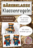 Vorschau - Anderer Materialtyp - Klassenregeln Bärenklasse Klassentier Bär - Deckblatt