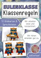 Vorschau - Anderer Materialtyp - Klassenregeln Eulenklasse Klassentier Eule - Deckblatt