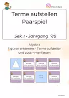 Vorschau - Spiele - Terme aufstellen und zusammenfassen – Paarspiel zu Umfang und geometrischen Figuren (Kl. 7/8) - Deckblatt