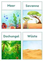 Vorschau - Spiele - Lebensräume Tiere – Zuordnungskarten Savanne, Dschungel, Wüste & mehr | 30 Tiere | differenziert Kita bis Klasse 2 | DaZ - Seite 1