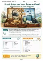 Vorschau - Interaktives Material - Urlaub früher und heute Reisen im Wandel Geschichte Geographie Klasse 7 bis 10 - Deckblatt