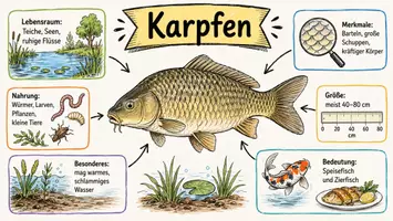Vorschau - Arbeitsblätter - Arbeitsblätter zum Thema "Karpfen" + Lösung & MP3 + Mindmap + Infografik - Seite 1
