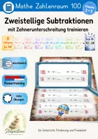 Vorschau - Unterrichtsreihen - Zweistellige Subtraktionen mit Zehnerunterschreitung trainieren (± Lehrgang bis 100, Stufe 8b/8, ZE-ZE mit ZU) - Deckblatt