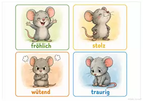 Vorschau - Bildkarten - Gefühlskarten Mäuse 1.Klasse - 4.Klasse - Seite 1