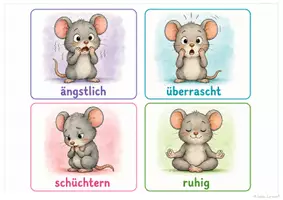 Vorschau - Bildkarten - Gefühlskarten Mäuse 1.Klasse - 4.Klasse - Seite 2