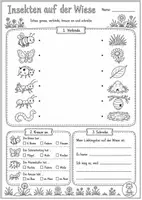 Vorschau - Arbeitsblätter - Wiese Arbeitsblätter – Tiere & Pflanzen - 1. & 2. Klasse - Seite 1