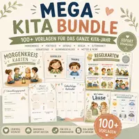 Vorschau - Bildkarten - Kita Mega Bundle | 100+ Vorlagen für Kindergarten, Krippe & Kita | Portfolio, Morgenkreis, Regelkarten & Elternarbeit - Deckblatt