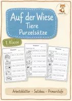 Vorschau - Arbeitsblätter - Wiesentiere Purzelsätze - 1. Klasse - Satzbau - Deckblatt