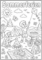 Vorschau - Mal- und Bastelvorlagen - Ausmalbilder Sommerferien - Seite 1