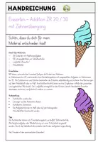 Vorschau - Arbeitsblätter - Eissorten – Addition ZR 20/30 | Freiarbeit mit Selbstkontrolle | 1. Klasse Volksschule / Grundschule - Seite 1