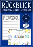 Vorschau - Arbeitsblätter - Meine Erinnerungen an die 5. Klasse – Reflexion zum Schuljahresende & Sommerferien zum Ausfüllen - Deckblatt