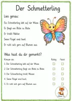 Vorschau - Arbeitsblätter - Wiesentiere Leseverständnis - 1. Klasse - Seite 1