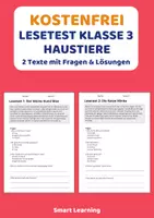 Vorschau - Arbeitsblätter - Kostenlos: Lesetest Klasse 3 Haustiere – 2 Lesetexte - Deckblatt