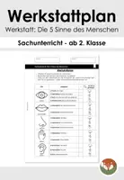 Vorschau - Arbeitsblätter - Werkstattplan - Die 5 Sinne des Menschen (ab 2. Klasse) - Deckblatt