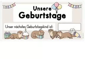 Vorschau - Mal- und Bastelvorlagen - Geburtstagskalender Otter Cupcakes | Otterklasse Grundschule - Seite 2