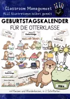 Vorschau - Mal- und Bastelvorlagen - Geburtstagskalender Otter Cupcakes | Otterklasse Grundschule - Deckblatt