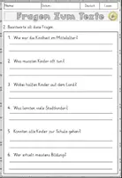 Vorschau - Arbeitsblätter - Mittelalter Kindheit Schule, Lesen und Verstehen Arbeitsblätter mit Lesetext, Fragen - Seite 3