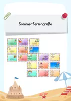 Vorschau - Mal- und Bastelvorlagen - Feriengrüße zum Schuljahresende für Schülerinnen und Schüler - Deckblatt