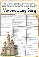 Vorschau - Arbeitsblätter - Mittelalter Verteidigung Burg, Lesen und Verstehen Arbeitsblätter mit Lesetext, Fragen - Deckblatt