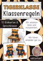 Vorschau - Anderer Materialtyp - Klassenregeln Tigerklasse Klassentier Tiger - Deckblatt