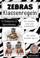 Vorschau - Anderer Materialtyp - Klassenregeln Zebraklasse Klassentier Zebra - Deckblatt
