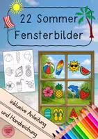 Vorschau - Mal- und Bastelvorlagen - Leuchtende Sommer Fensterbilder - Deckblatt