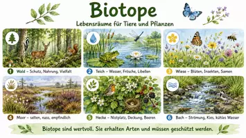 Vorschau - Arbeitsblätter - Arbeitsblatt "Biotope" + interaktive Lösung & MP3 + Infografik - Seite 3