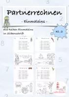 Vorschau - Arbeitsblätter - Einmaleins Partnerrechnen Rechnen und malen Rechenmalblatt Klasse 2 - Deckblatt