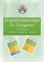 Vorschau - Lehrpläne/Lehrermaterial - Beurteilungen auf dem Zeugnis im Fach Schulgarten - Deckblatt