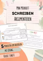 Vorschau - Merkblätter - Argumentieren in der Mittelschule (Deutsch) | ein Mini-Merkheft (7./8. Klasse) | Heftchen - Deckblatt