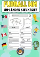 Vorschau - Arbeitsblätter - Fußball WM 2026: Länder Steckbrief (Sachunterricht / Geografie) - Deckblatt