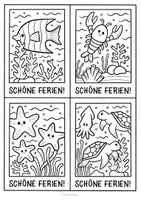 Vorschau - Arbeitsblätter - Unterwasserwelt Feriengrüße für das Schuljahresende & Sommerferien - Seite 1